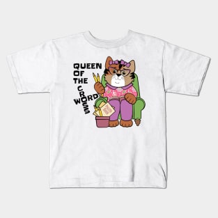 Queen of the Crossword Cat Kids T-Shirt